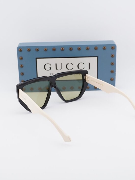 Gucci GG0997S 001 Shield Sunglasses - Black / Green main image 9